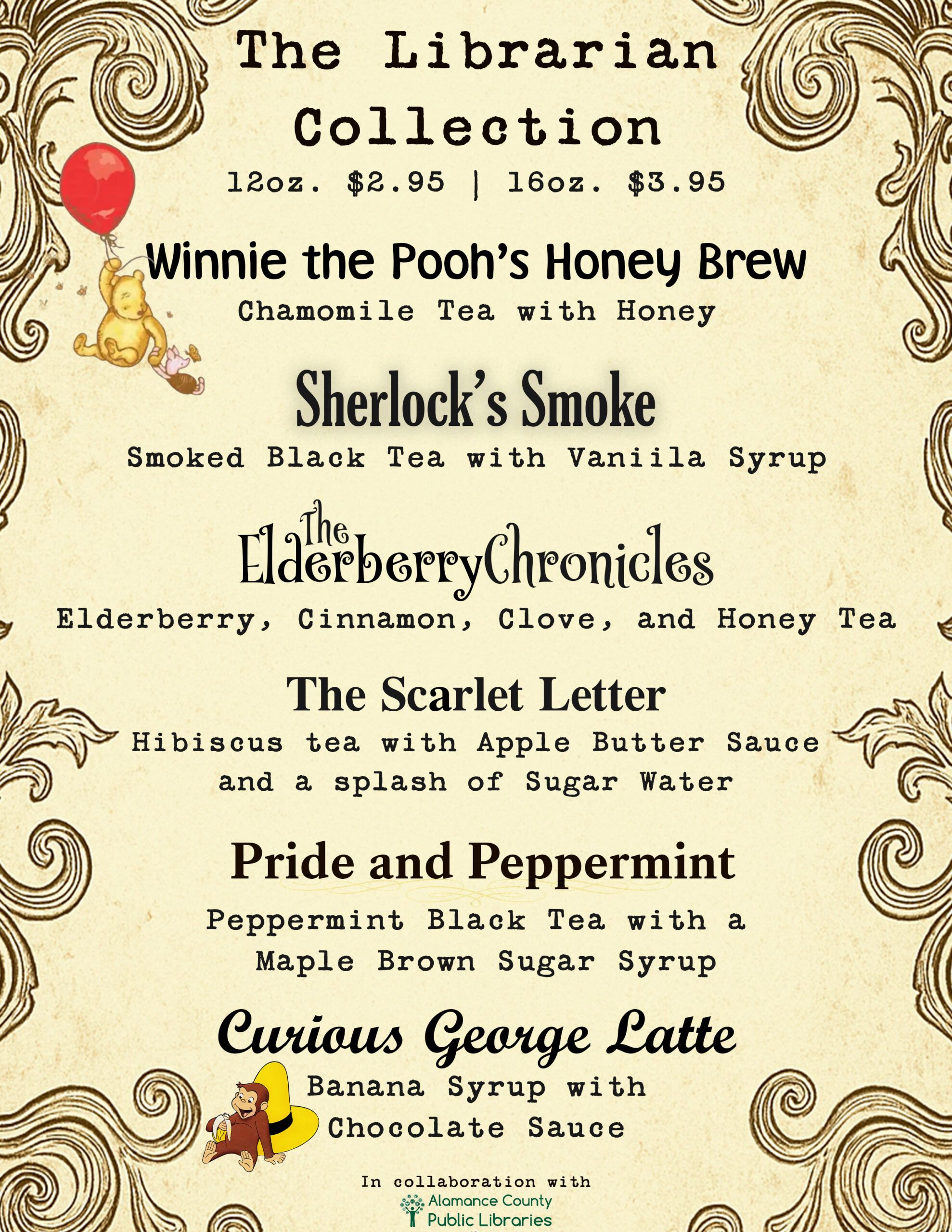 Coffee Break! Converge menu this week is The Daily Pill, an apple cardamom latte inspired by The Giver by Lois Lowry and Victory Coffee, a classic drip, nodding to 1984 by George Orwell