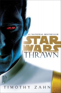 Cover of Star Wars Thrawn. Cover is dominated by a graphic of half of Thrawn's face and shoulders. We see his left side, including blue skin, red eyes, and white suit with gold band on the shoulder.