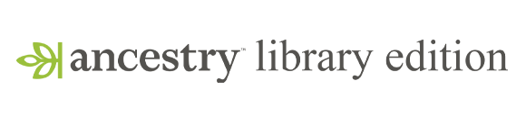 Logo for Ancestry Library Edition - word ancestry with a green leaf to the left of the word.