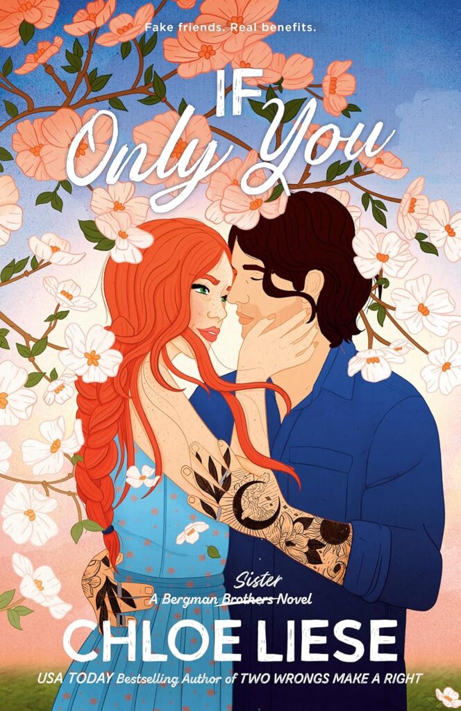 Cover of If Only You. Background is a field, in the front left is a dogwood tree, and the couple is entwined beneath it.
