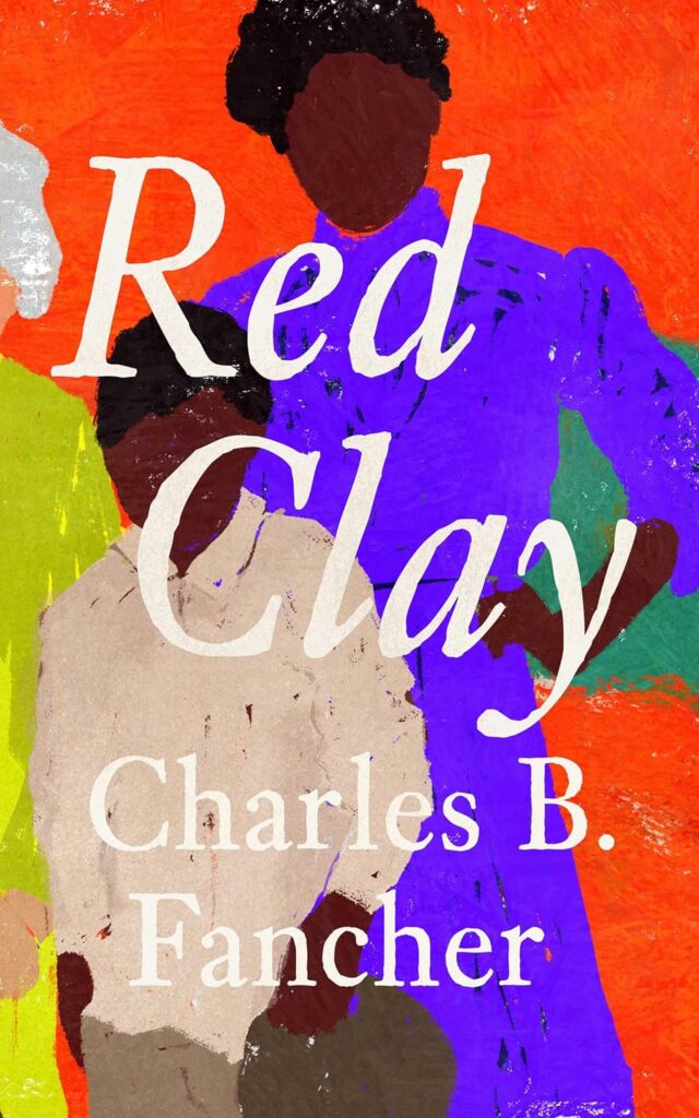 Cover of Red Clay. Painting of a Black couple on a red and green background; you can see the side of a white woman on the far left.