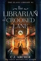 Cover of The Librarian of Crooked Lane. Back of woman with long blond hair and a black dress, standing in the lobby of a library with bookshelves on either side of her and a clock in front of her on a wall.